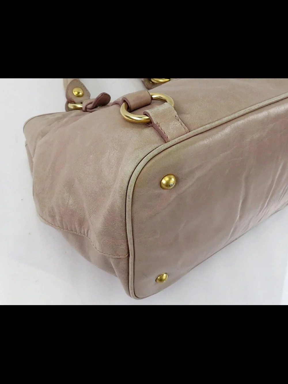 Miu Miu Taupe Leather Top-Handle Tote